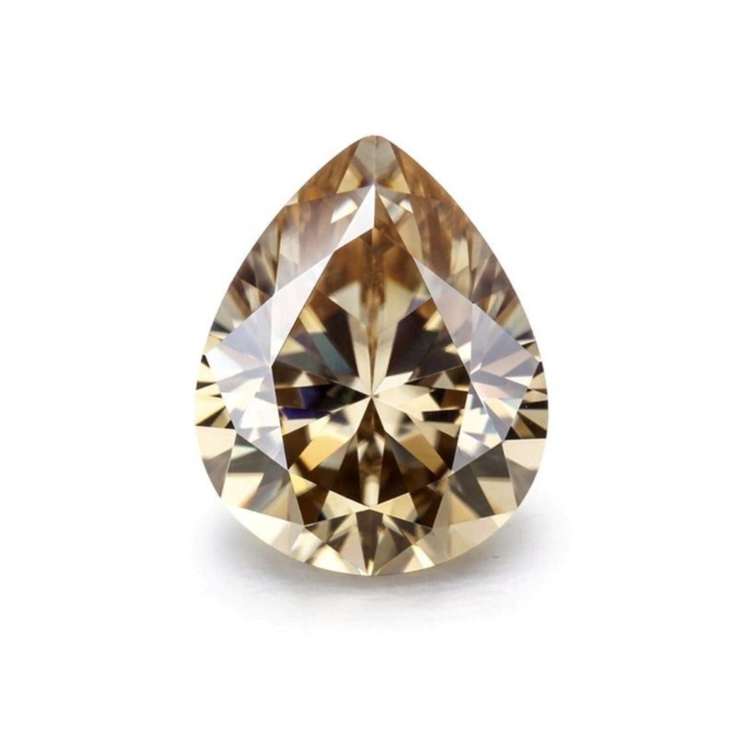 Loose Moissanite Salt & Pepper Brown Clean Pear Cut 9.50 x 7.70 MM