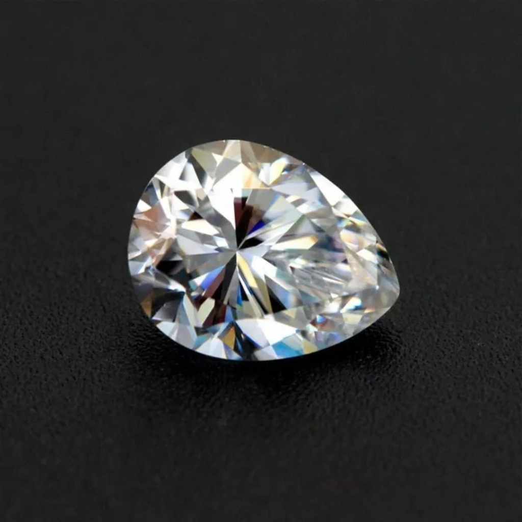 Loose Moissanite Salt & Pepper Off White Clean Pear Cut 5.20 x 4.50 MM
