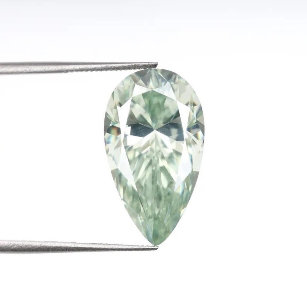 Loose Moissanite Salt & Pepper Light Green Clean Pear Cut 7.50 x 4.70 MM