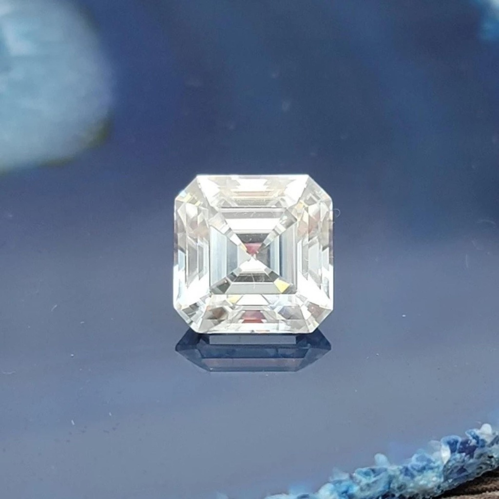 Loose Moissanite Salt & Pepper White Clean Asscher Cut 7.60 MM