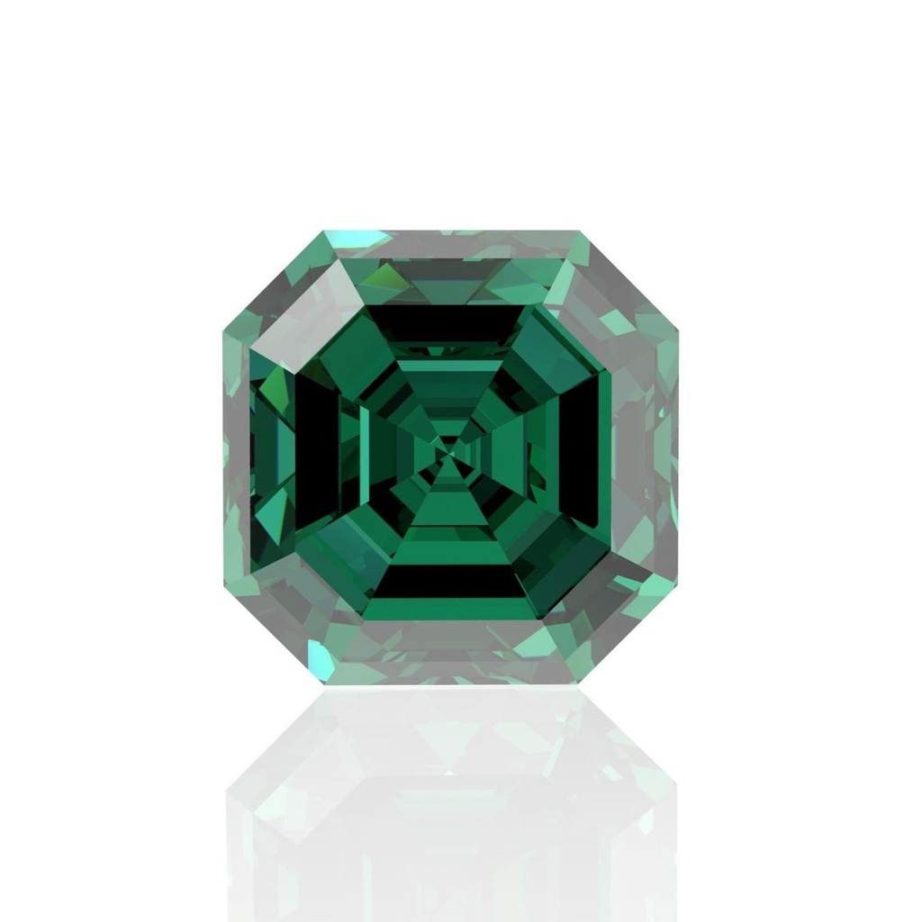 Loose Moissanite Emerald Vivid Green Clean Asscher Cut 7.40 MM