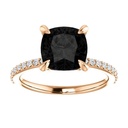 Cushion Cut Prong Set Black And White Diamond Engagement Ring For Women