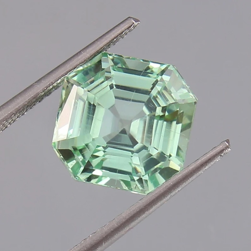 Loose Moissanite Salt & Pepper Green Clean Asscher Cut 5.00 MM