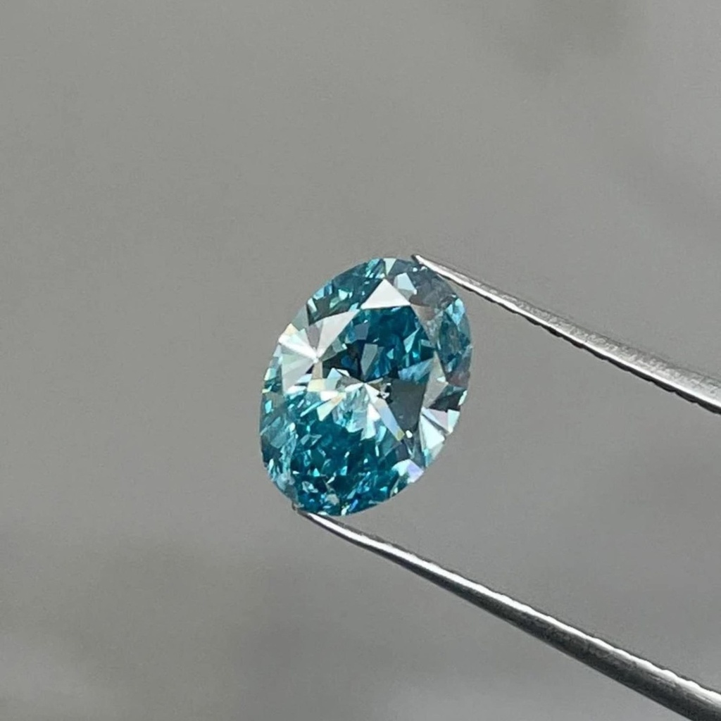 Loose Moissanite Salt & Pepper Blue Clean Oval Cut 7.30 x 6.50 MM