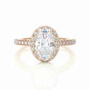  Oval Cut Diamond 4 Prong Set Halo Engagement Ring  For Women