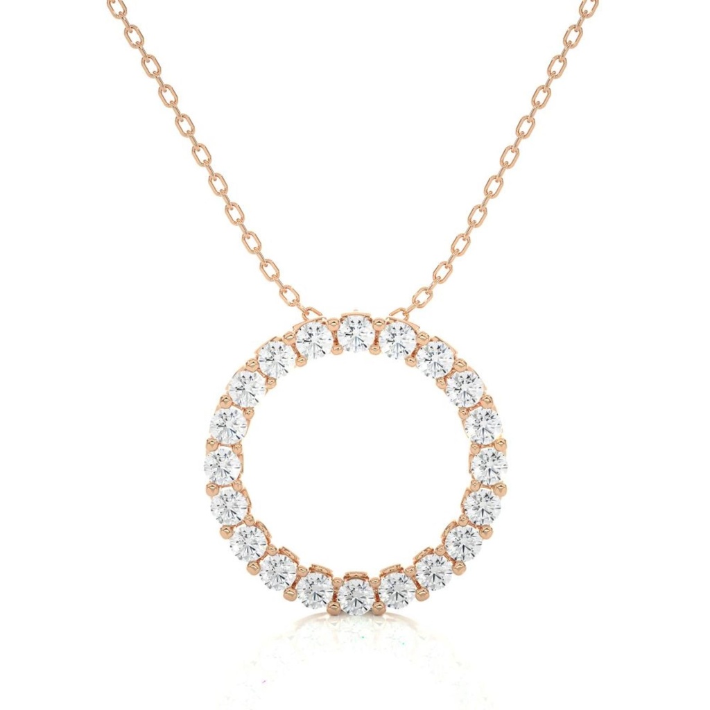  Round Cut Diamond Shape Prong Set Eternity Circle Pendant For Women