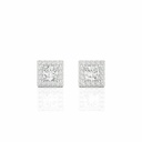 Princess Cut Diamond Prong Set Halo Stud Earrings For Women