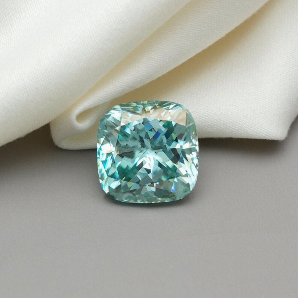 Loose Moissanite Salt & Pepper Blue Clean Cushion Cut 9.50 MM