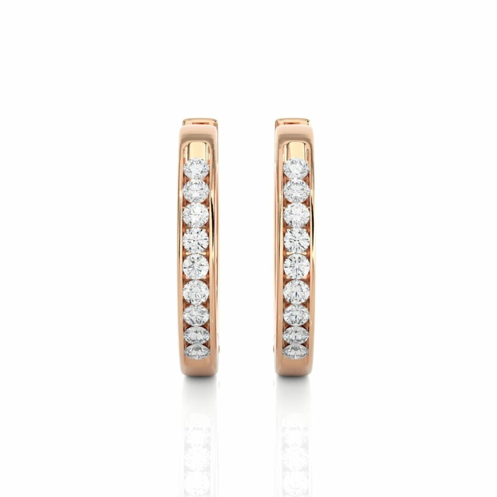 Round Cut Diamond Huggie Hoop Earrings For Women