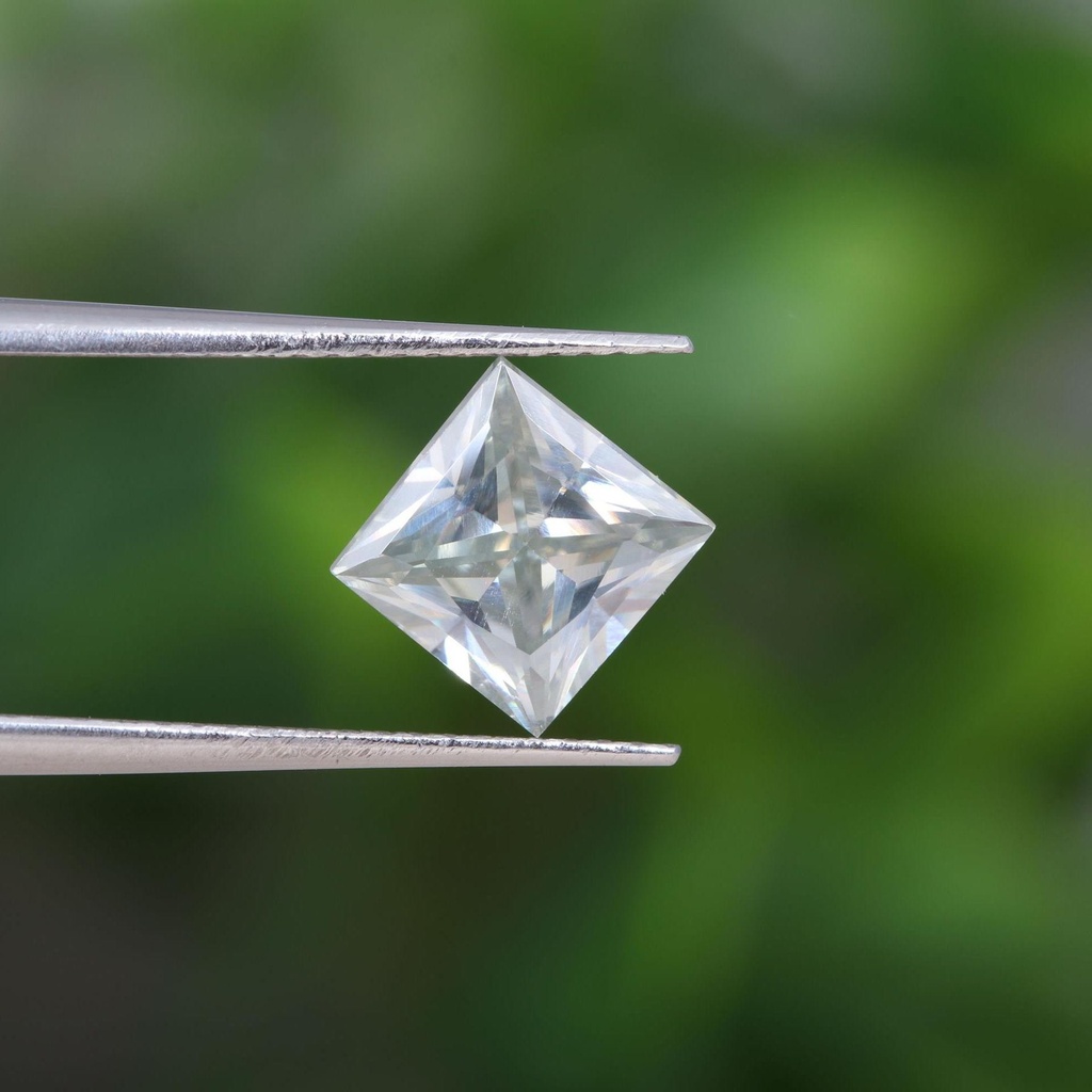 Loose Moissanite Salt & Pepper Off White Clean Princess Cut 6.00 MM