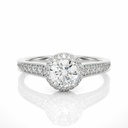  Round Cut 4 Prong Set Double Halo Diamond Engagement Ring For Women