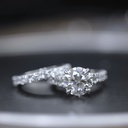  Round Cut Diamond Shaped 4 Prong Set Bridal Set For Women