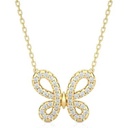Round Cut Diamond Butterfly Pendant For Women