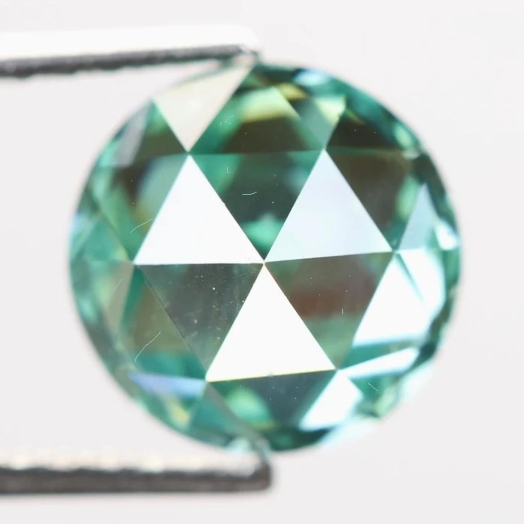 Loose Moissanite Salt & Pepper Green Clean Rose Cut Round 5.50 MM