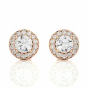  Round Cut Diamond Prong Set Halo Diamond Stud Earrings For Women