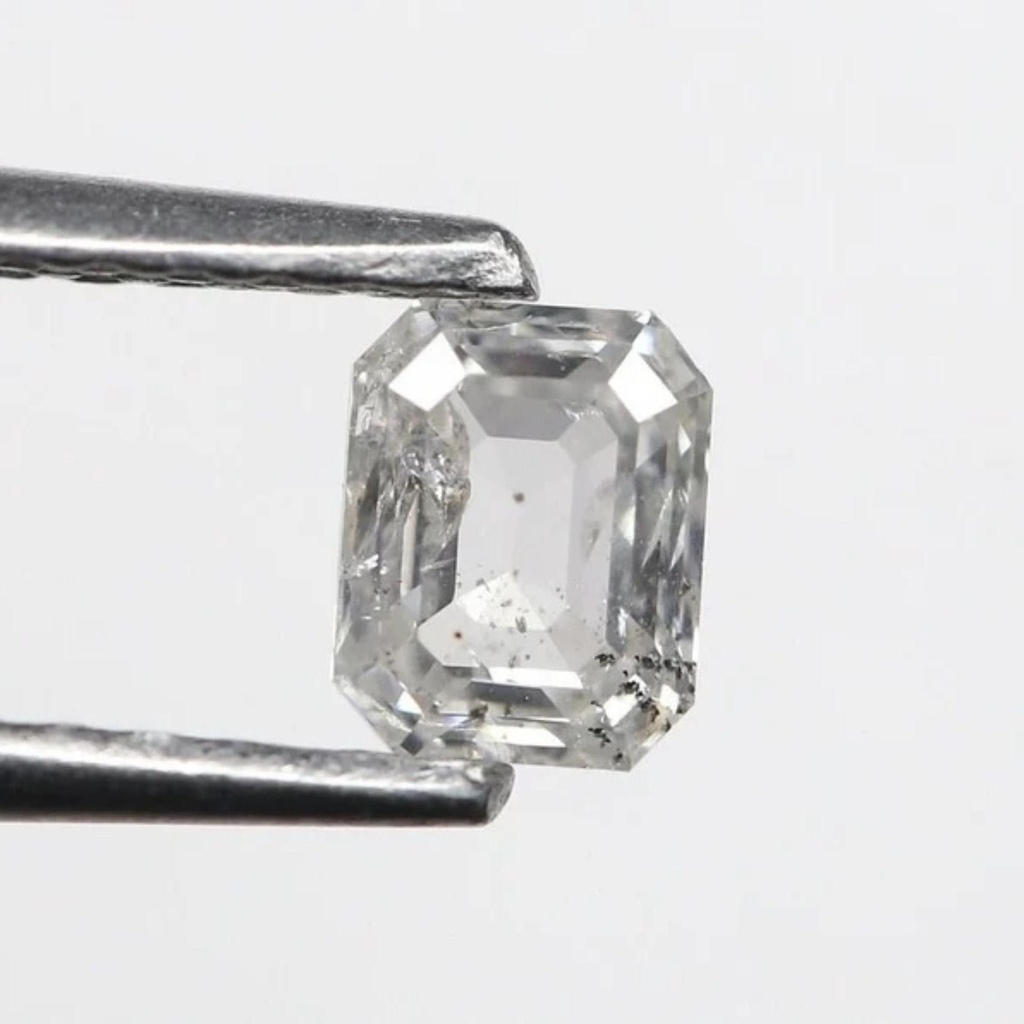 Loose Moissanite Salt & Pepper White Clean Emerald Cut 9.50 x 7.50 MM