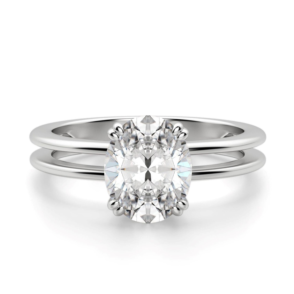 Oval Cut Diamond Solitaire Bridal Set For Women