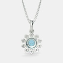  Blue Round Cut Diamond Floral Pendant For Women