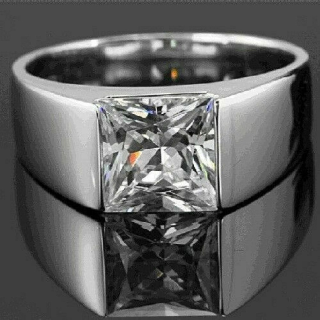 Princess Cut Stone Solitaire Engagement Ring 