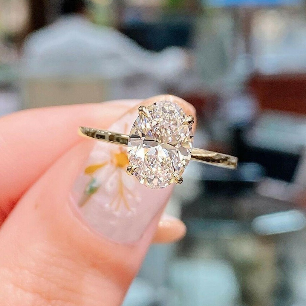 Solitaire Moissanite Engagement Ring Oval Cut