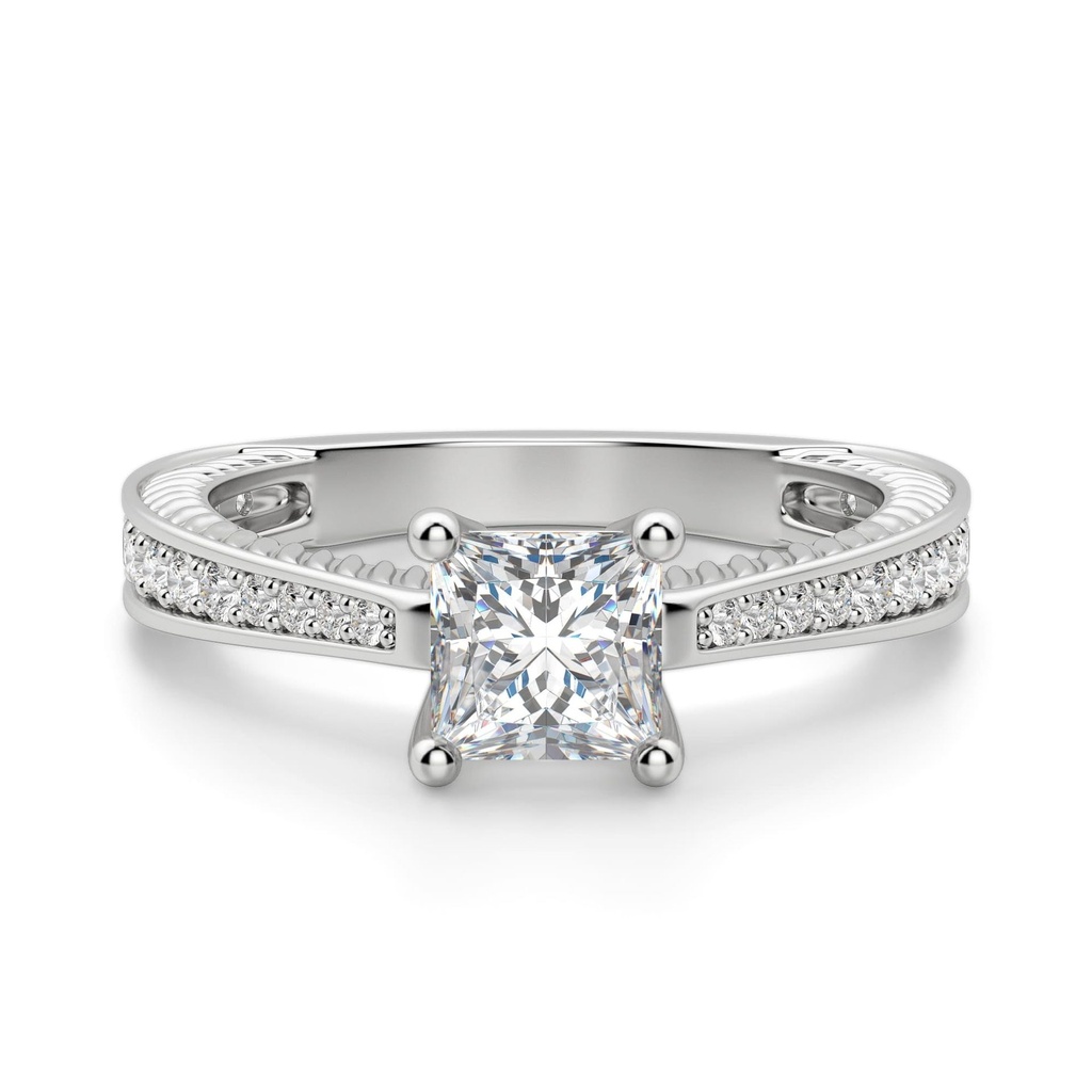 Princess Cut Pave Set Moissanite Women's Ring