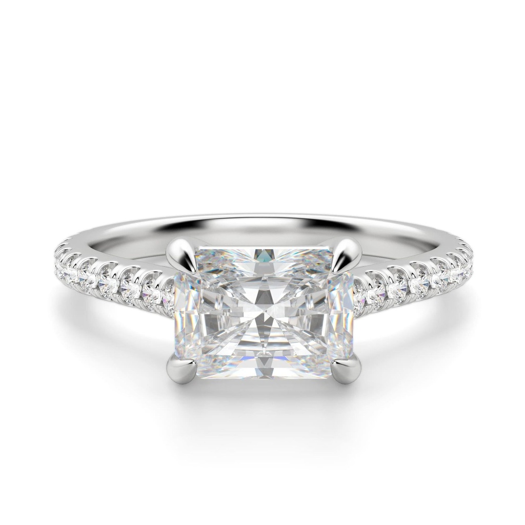 East to West Radiant Cut Moissanite Ring