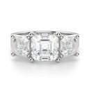 Asscher Cut Three Stone Moissanite Engagement Ring