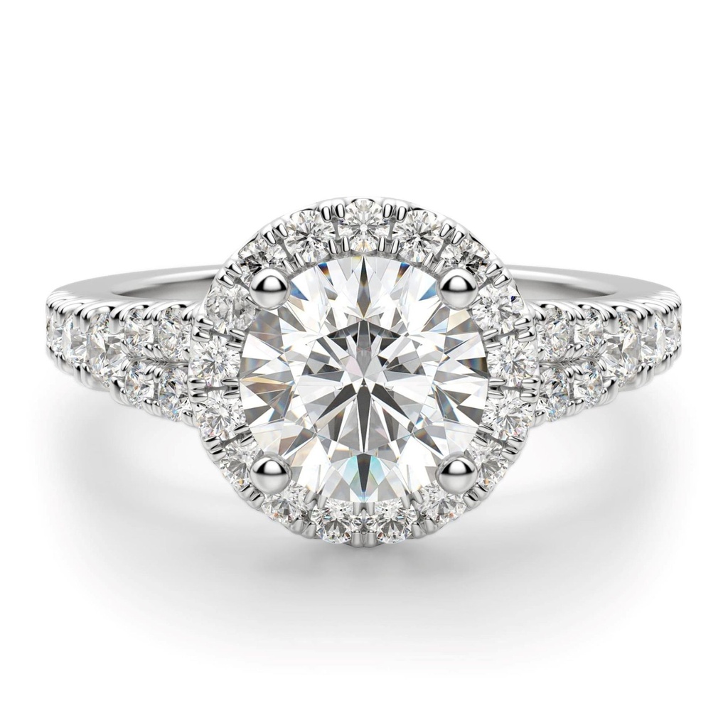 Round Cut Diamond Halo Split Shank Anniversary For Women