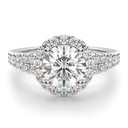 Round Cut Diamond Halo Split Shank Anniversary For Women