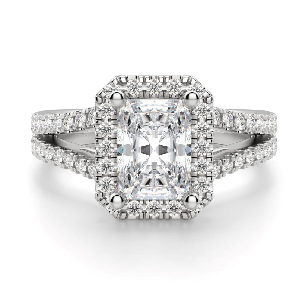Radiant Cut Diamond Halo Anniversary Ring For Women