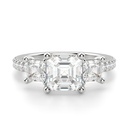 Asscher Cut Three Stone Moissanite Engagement Ring