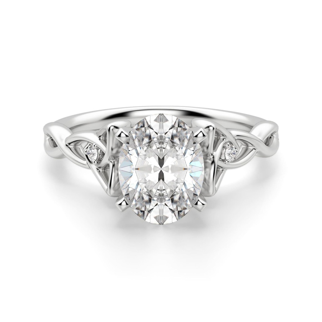 Oval Cut Moissanite Twisted Engagement Ring