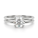 Brilliant Round Cut Double Row Solitaire Moissanite Ring
