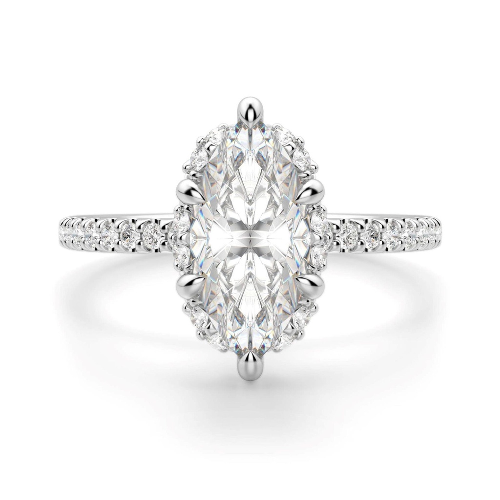 Marquise Cut Diamond Halo Engagement Ring For Women