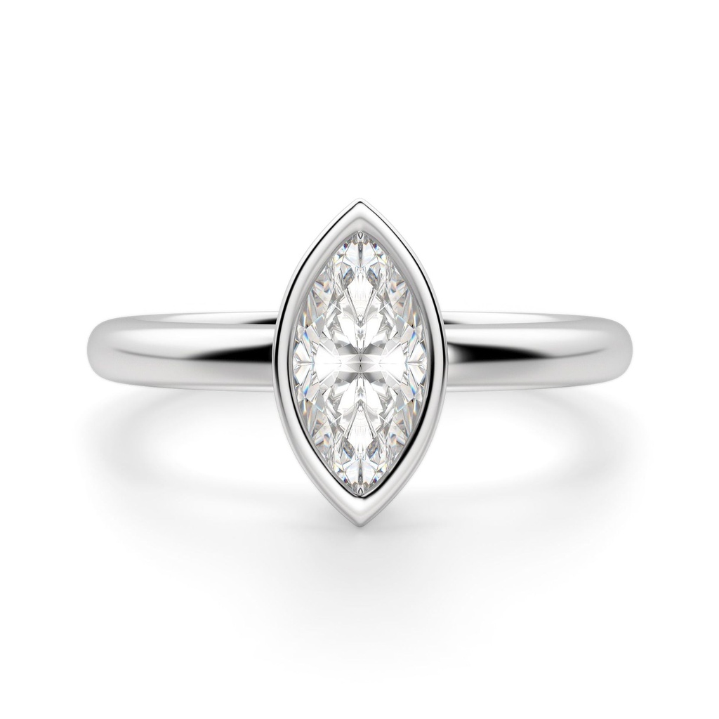 Marquise Cut Bezel Set Moissnaite Engagement Ring