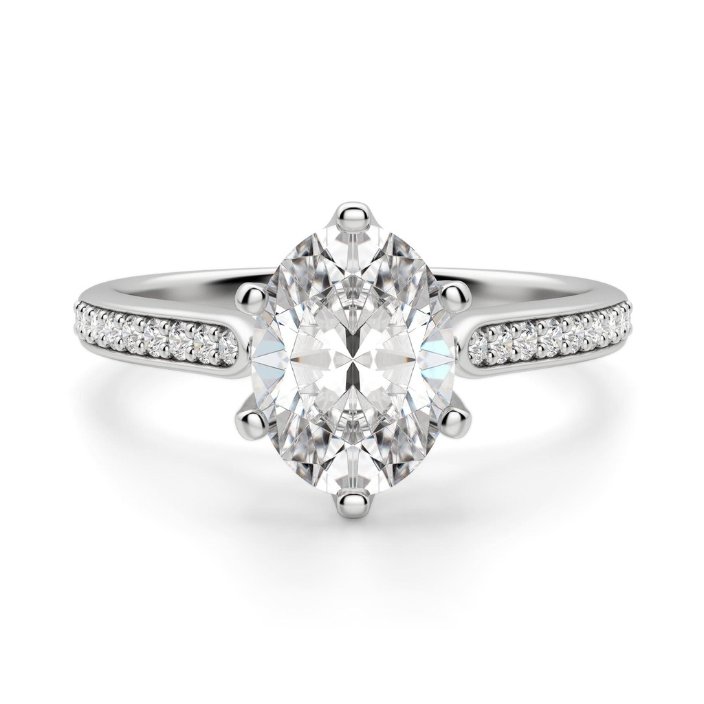 Oval Cut Pave Set Moissanite Engagement Ring