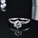Round Cut Diamond Solitaire Accents Engagement Ring For Women
