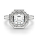 Bezel Set Asscher Cut Halo Vintage Moissanite Ring