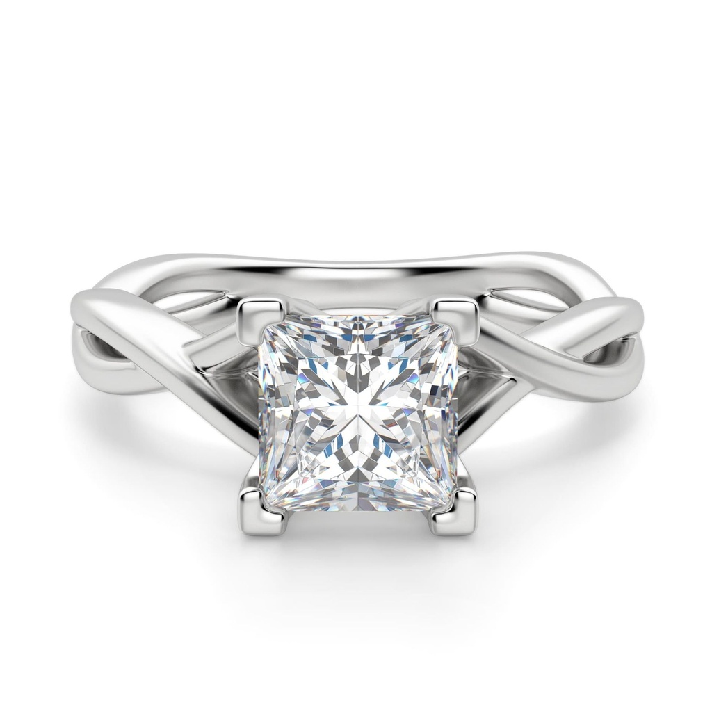 Princess Cut Twisted Moissanite Engagement Ring