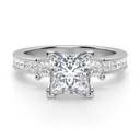 Three Stone Princess Cut Moissanite Engagement Ring