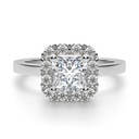 Princess Cut Halo Moissanite Engagement Ring