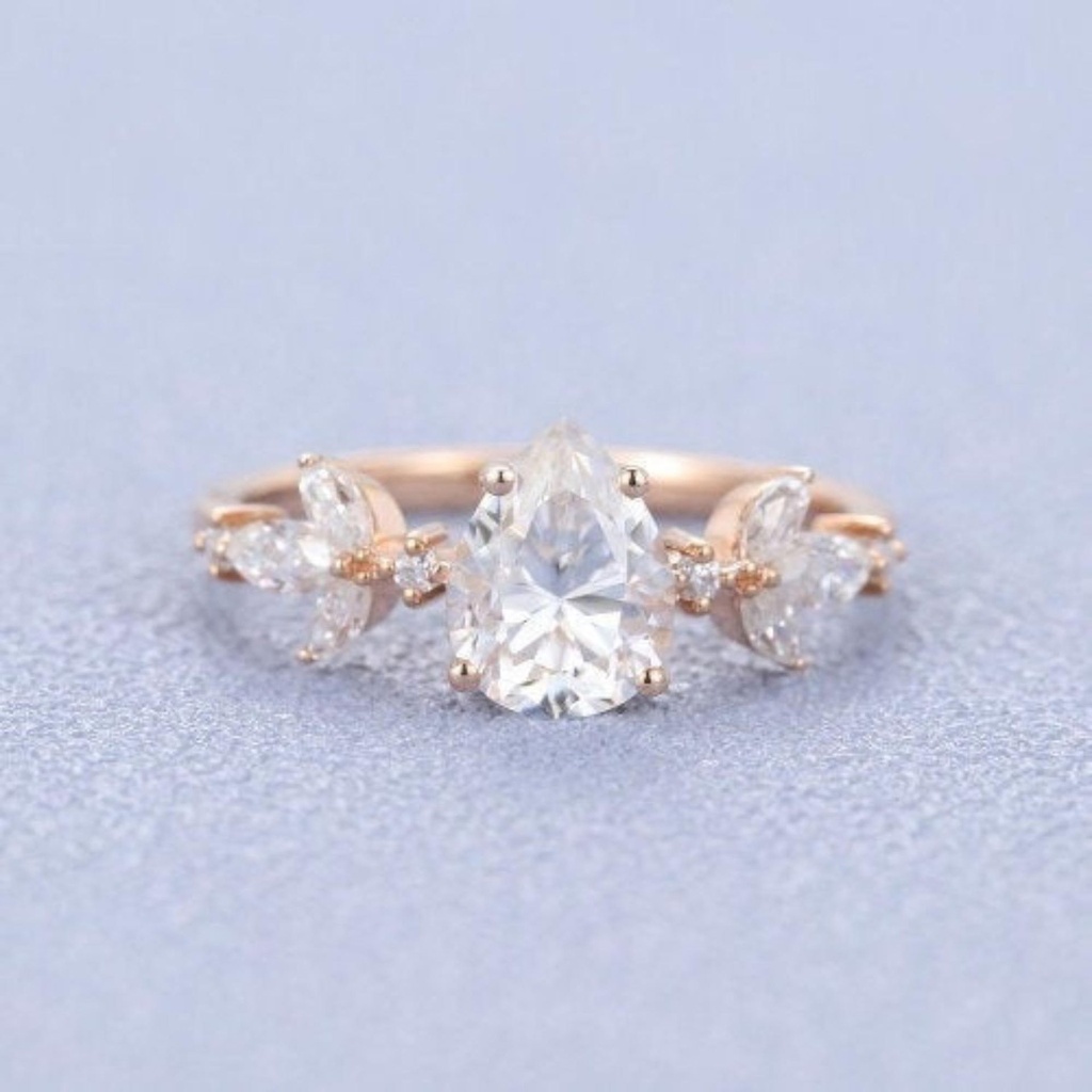 Pear cut marquise rose gold Ring shape Vintage eternity Unique engagement ring anniversary gift women bridal ring  gift