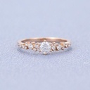  Engagement Ring Rose Gold side round stone Vintage Unique Round Diamond Wedding Eternity Promise 