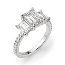 Emerald Cut Three Stone Moissanite Engagement Ring