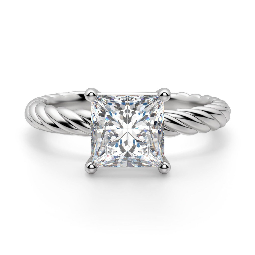 Princess Cut Fiji Solitaire Moissanite Engagement Ring