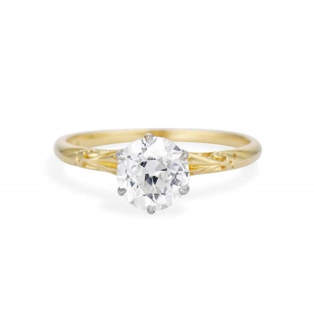 Old European Round Cut Diamond Solitaire Engagement Ring for Women
