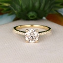 Round Cut Diamond Solitaire With Accents Engagement Ring For Women