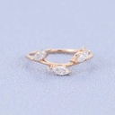 Curved wedding band rose gold vintage wedding band women Unique Marquise cut Moissanite Cluster ring stacking matching Bridal Promise gift