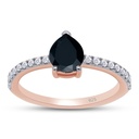Black Pear Cut Diamond With Accents Engagement Ring For Women
