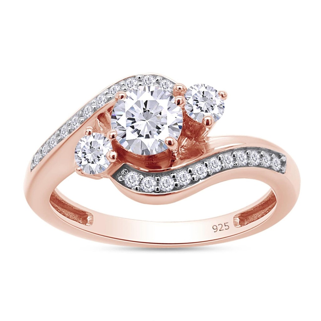 Round Cut Diamond 3 Stone Unique Style Anniversary Ring for Women